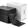 33 gallon black low-density kitchen trash bags, case of 100 — folded stack with dispenser box