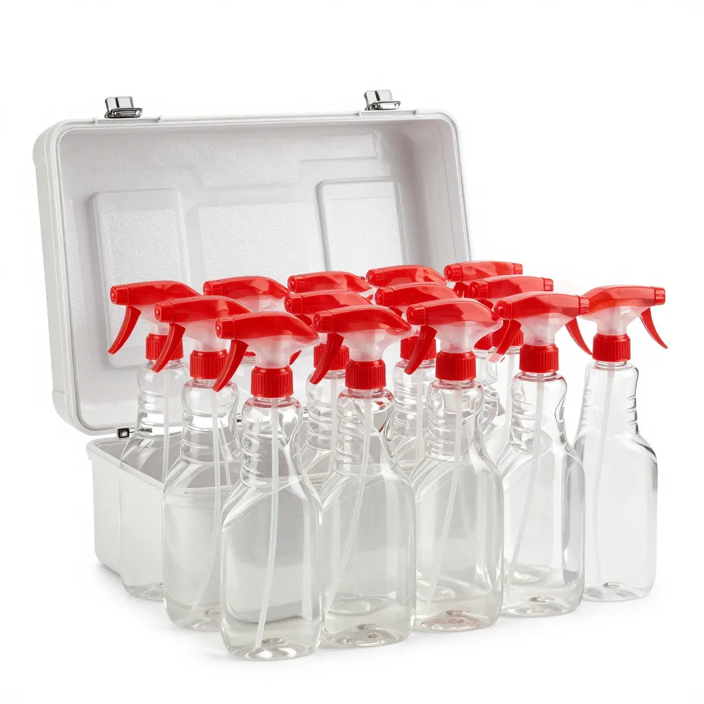 24 oz spray bottles with red triggers, case of 24