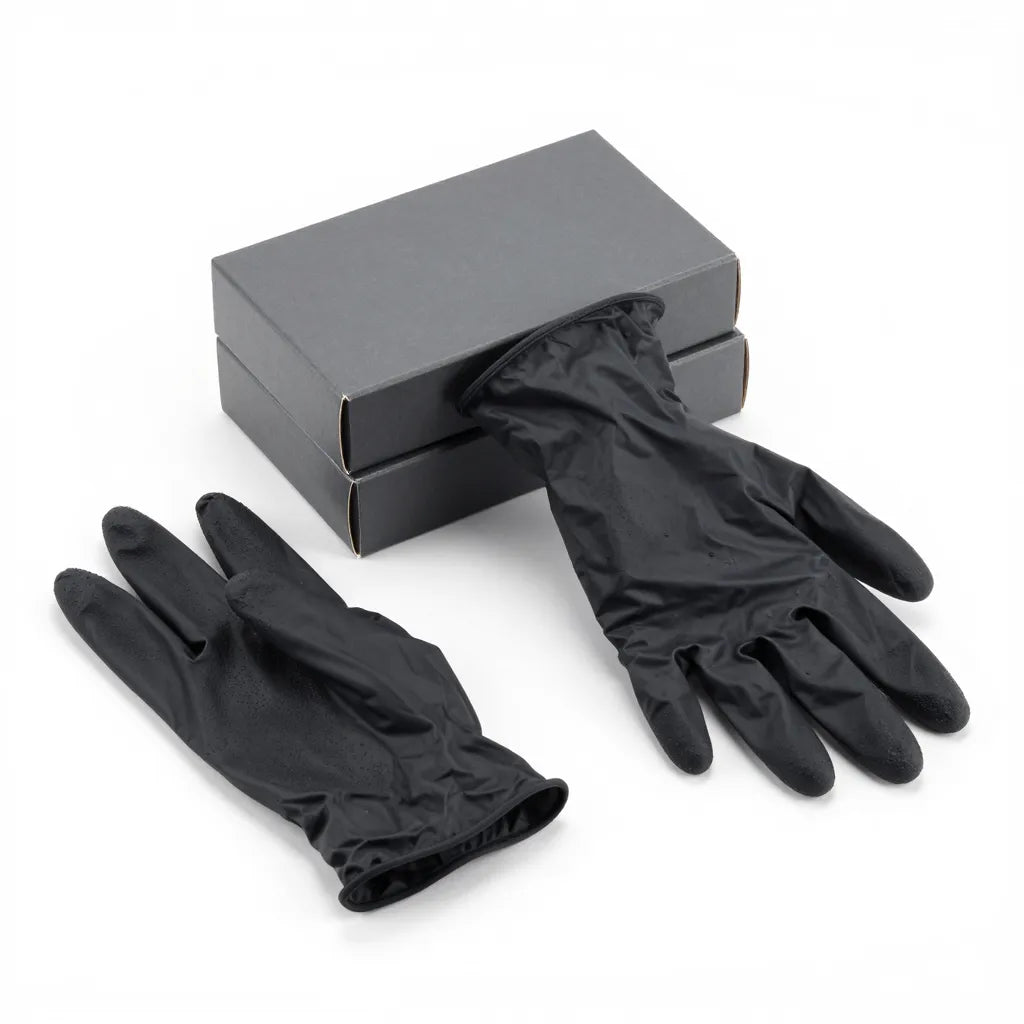 Black hybrid vinyl-nitrile gloves, 3.5 mil, case of 1,000